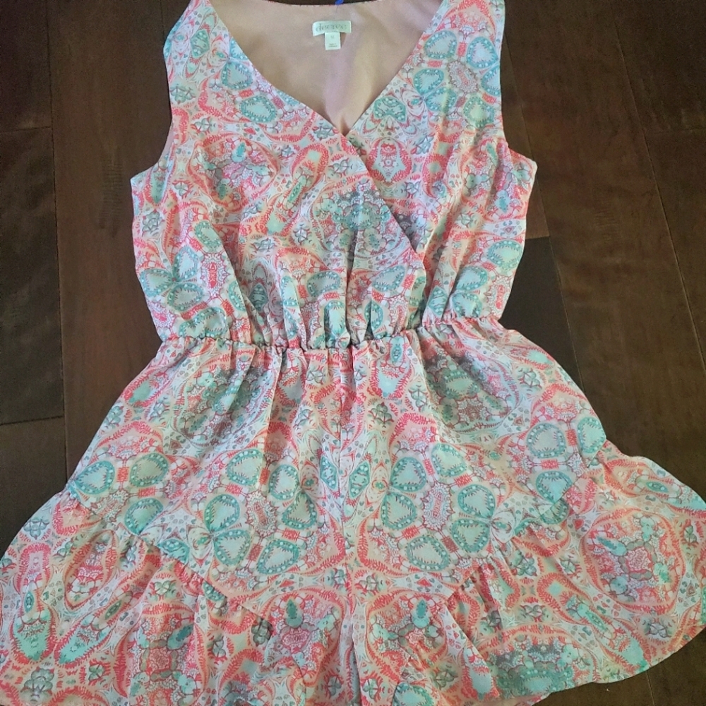 Decree women's romper size medium, beautiful pastel blue pink orange